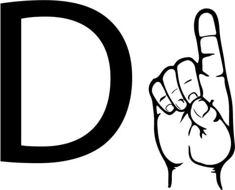 Asl Sign Language Letter D Coloring Page